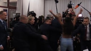 Czech president casts his ballot against Femen after attack [upl. by Aisiram]