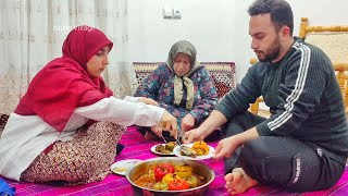 Mix of Preparing grape leaf cabbage eggplant and bell pepper Dolma in Village [upl. by Enimsay]