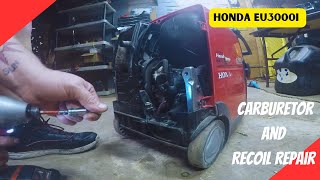 Honda EU3000i inverter generator Carburetor and Recoil repair Inverters are not fun to work on [upl. by Asyl]