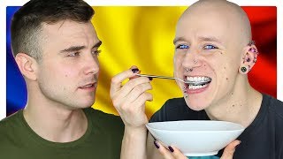 Brits Try Romanian Candy amp Snacks ft Calum McSwiggan  Roly [upl. by Amerigo]