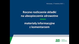 Roczne rozliczenie składki zdrowotnej webinar [upl. by Nilkcaj]