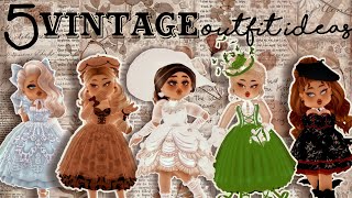 5 Vintage Outfit Ideas 👜✨  Royale High Roblox [upl. by Thorsten510]