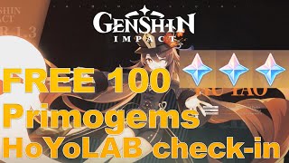 Free 100 Primogems HoYoLAB Daily CheckIn  Genshin Impact [upl. by Ardried185]