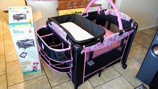 Disney Minnie Mouse playard playpen open box amp assembling see description for more info [upl. by Hploda]