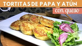 Tortitas de papa con atún y queso Crujientes por fuera Suaves por dentro  Cocina de Addy [upl. by Aurelea]