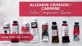 Alizarin Crimson amp Carmine  Colour Comparison Series  Mina Does Art Stuff [upl. by Creight]