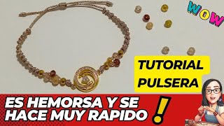 ✨ Pulsera de hilo metalizado con cristales y dije conector [upl. by Justicz]