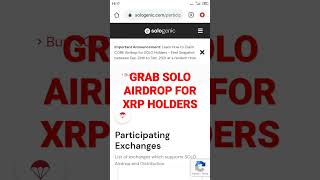 SOLO AIRDROP FOR XRP HOLDERS 2000 UTC ON 24TH DEC 130AM IST ON 25TH DEC xrpairdrop soloairdrop [upl. by Angadreme]