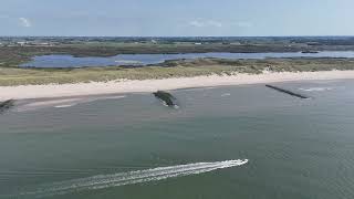 Drone flight on a summer day at Callantsoog North Sea beach The Netherlands [upl. by Annoval]