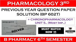 Chronopharmacology  Solutions of Pharmacology 3 previous question papers  Carewell Pharma [upl. by Watt]