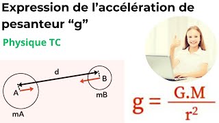 expression de lintensité de pesanteur à la surface de la terre [upl. by Minsat574]