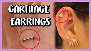 HOW TO REMOVE AND INSERT CARTILAGE EARRINGSLABRET 16G [upl. by Htirehc]