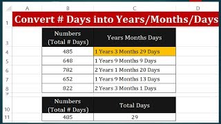 How to Convert Days into Years Months and Days in Excel 2013 [upl. by Alenairam261]