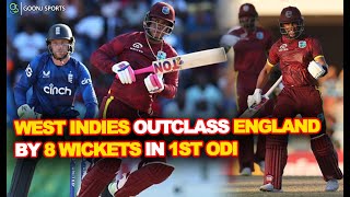 WINDIES OUTCLASS ENGLAND BY 8 WICKETS IN 1ST ODi  Goonj Sports [upl. by Frazer]