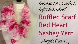 Crochet Red Heart Boutique Sashay Yarn Ruffle Scarf Left Handed [upl. by Nivrag400]