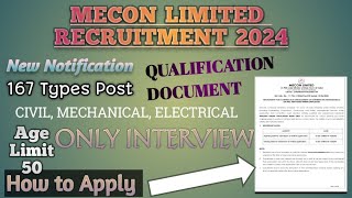 MECON LIMITED RECRUITMENT 2024MECON LIMITED RANCHI VACCANCY FORM FILL UP VIDEO FULL DETAILS [upl. by Ativahs]