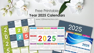 Free Download 55 Colorful 2025 Calendar Designs In Vector amp Pdf Formats  123FreeVectors [upl. by Inor]