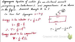 Lagrange’s equation of motion for LC circuit [upl. by Ayanej]