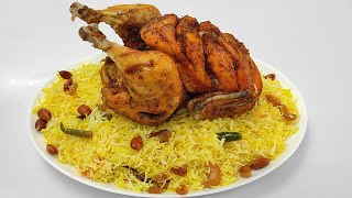 Steam Roast Full Chicken Fry with Zafrani Rice  Delicious Easy Recipe  Dawat Special Recipe [upl. by Mochun]