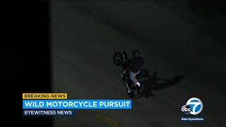 Dirt bike flees police in wild chase through Hollywood [upl. by Orelie]