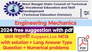 SUGGESTIONS Engineering mechanics suggestion  All chapter  Bng math [upl. by Benilda391]