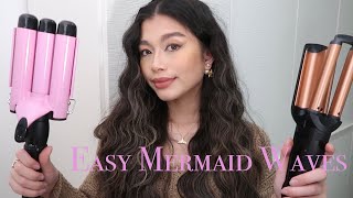 HOW TO EASY MERMAID WAVES TUTORIAL  Tips  2021 Summer Hair  BABYLISS DEEP WAVES vs AMAZON CURLER [upl. by Bergh650]