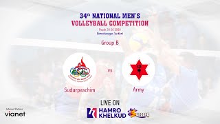 Sudurpaschim vs Army  Match 12  34th National Mens Volleyball 2080  सुदूरपश्चिम विरुद्ध आर्मी [upl. by Ahsinelg464]