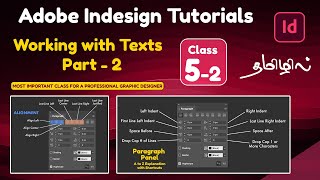 Adobe Indesign tutorials in tamil Class 5  Part 2  Working with Texts  Paragraph panel InDesign [upl. by Aseeral55]