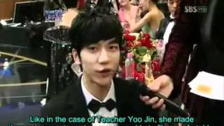 Interview Seunggi amp Hyojoo at 2009 SBS Drama Awards EngSubs [upl. by Annahtur]