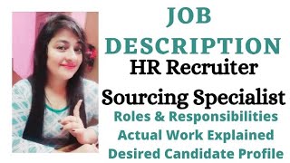 HR Recruiter Sourcing Specialist Job description  Cognizant HR job description readytogetupdate [upl. by Cordeelia]