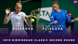 Kristyna Pliskova vs Karolina Pliskova  2019 Birmingham Classic Second Round  WTA Highlights [upl. by Kcirdnekal]