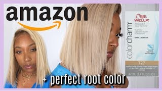 PERFECT BLONDE WITH ROOTS FOR BLACK WOMEN  613 BOB WIG  AMAZON WIG REVIEW  Wella Toner t27 [upl. by Maggy]