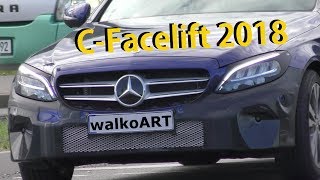 Mercedes Erlkönig CKlasse CClass Facelift W205 neue Scheinwerfer  new headlights 4K SPY VIDEO [upl. by Elahcim]