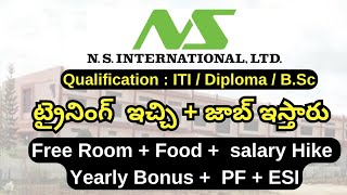 FREE TRAINING AND JOB IN NS INTERNALTIONAL LTD  SUCCESS DRIVE TELUGU APSSDC JOBS UPDATES 2024 [upl. by Koffler]