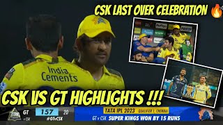 CSK Qualified To Finals 🔥 Last Over Celebration 🥵 CSK vs GT Highlights IPL 2023 [upl. by Aieka865]