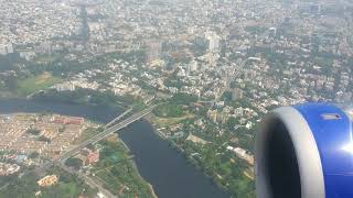 Landing at Chennai Airport aerial view from Marina Beach [upl. by Sadie]