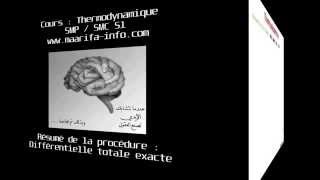 4 Cours Thermodynamique résumé de la procédure différentielle totale exacte [upl. by Laekcim]