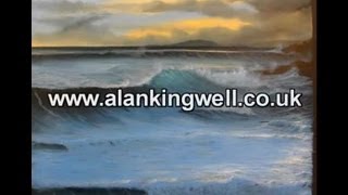 Looe Island Sunset Cornwall  an oil painting demonstration by Alan Kingwell [upl. by Nidorf]