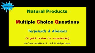 Natural Products  Multiple Choice Questions  Part I [upl. by Yttik683]