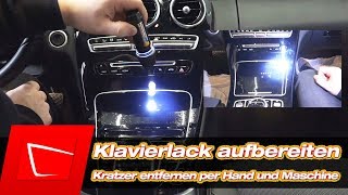 Klavierlack polieren und aufbereiten Fahrzeuginnenraum per Hand ProxxonAutotriz CarPro ClearCut [upl. by Mientao]