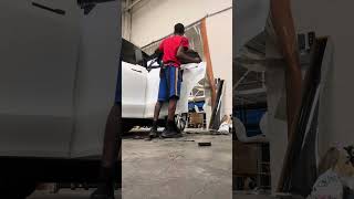 Cutting out frameless doors on a Tesla model y [upl. by Annahsor621]