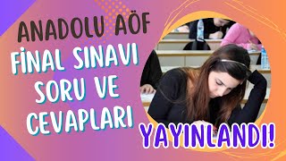 Anadolu Aöf Güz Dönemi Final Sınavı Soruları ve Cevapları Yayınlandı Sonuçlar Ne Zaman Açıklanır [upl. by Marrin]