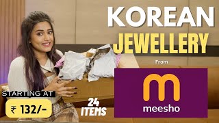 Trendy KOREAN JEWELLERY from MEESHO💜  Latest collection  Honest Review  gimaashi [upl. by Ahseiyt]