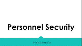 Personnel Security [upl. by Sharma]