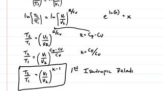 Thermodynamics Derivation of 1st 2nd and 3rd Isentropic Relations for Ideal Gas [upl. by Nnorahs]