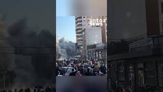 Israeli strike hits building in Beirut shorts israel hezbollah [upl. by Eittap432]