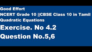 CBSE Class 10Quadratic EquationsChapter No4 Exercise No42 Q5Q6  in Tamil [upl. by Bulley]