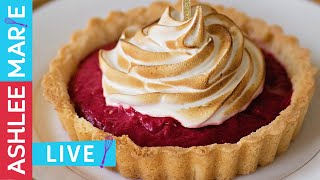 Raspberry Curd Tart with American Meringue  LIVE cooking show [upl. by Llerej551]