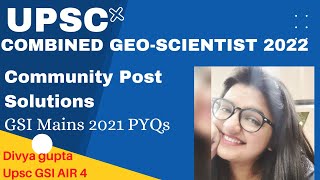 Community Post Solutions  Geochemist Mains PYQs 2021  With detailed explanation  UPSC GSI Mains [upl. by Lak]