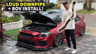 Subaru WRX STI Downpipe amp HKS BOV Install Loud ExhaustTurbo Noises [upl. by Nosmas450]